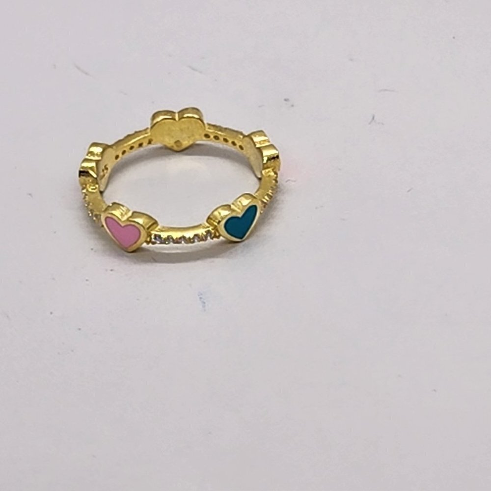 Brand New Sterling Silver 925 Multi Color Heart Ring